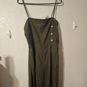 Stylish Olive Green Jumpsuit with Button Detail